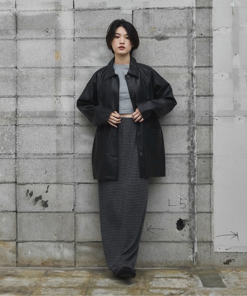 feepur（フェピュール）の「【TALLサイズあり】ボーダーナロースカート（スカート・レディース・チャコールグレー・SMALL/MEDIUM/TALL）」の15枚目の写真