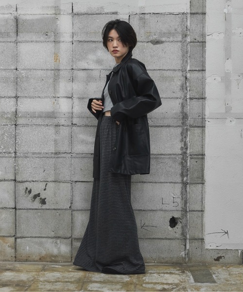 feepur（フェピュール）の「【TALLサイズあり】ボーダーナロースカート（スカート・レディース・チャコールグレー・SMALL/MEDIUM/TALL）」の16枚目の写真