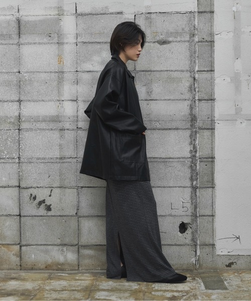 feepur（フェピュール）の「【TALLサイズあり】ボーダーナロースカート（スカート・レディース・チャコールグレー・SMALL/MEDIUM/TALL）」の19枚目の写真