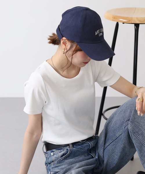 FUNALIVE（ファンアライブ）の「UネックコンパクトコットンTシャツ 半袖（Tシャツ/カットソー・レディース・オフホワイト/グレイッシュベージュ/カーキ/ブラック・L/LL/M）」の7枚目の写真