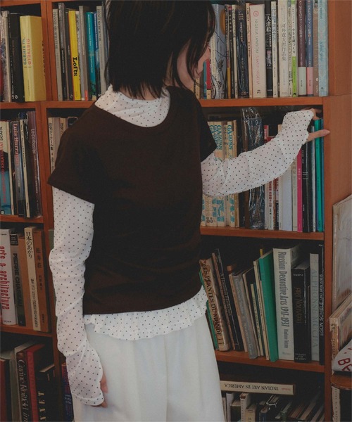 miette（ミエット）の「ハイネックフィンガー裾フリルトップス（Tシャツ/カットソー・レディース・ドット/ブラック/ブラック系その他/アイボリー・M/L）」の12枚目の写真