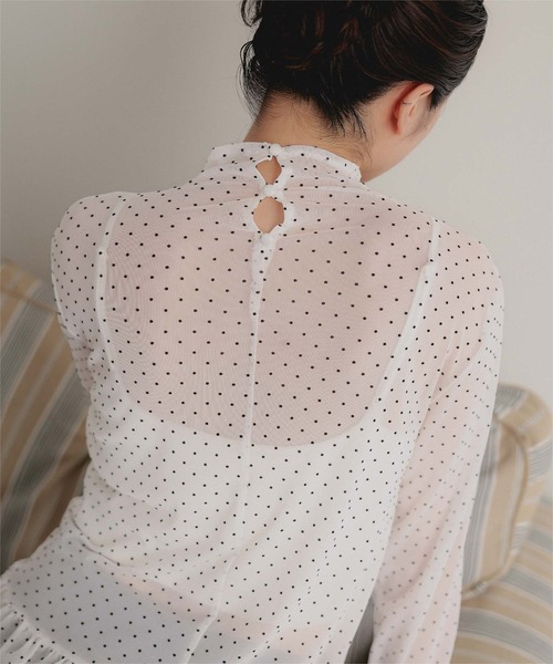 miette（ミエット）の「ハイネックフィンガー裾フリルトップス（Tシャツ/カットソー・レディース・ドット/ブラック/ブラック系その他/アイボリー・M/L）」の16枚目の写真