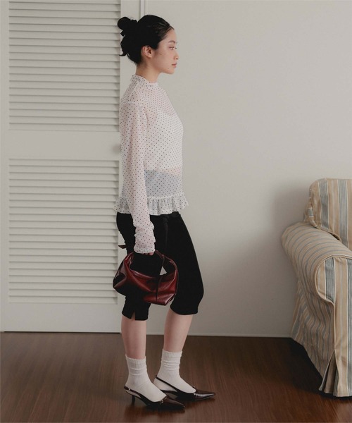 miette（ミエット）の「ハイネックフィンガー裾フリルトップス（Tシャツ/カットソー・レディース・ドット/ブラック/ブラック系その他/アイボリー・M/L）」の17枚目の写真