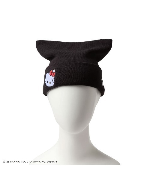 Lafayette（ラファイエット）の「ニューエラ【NEW ERA】- サンリオ ハローキティ ニット帽【SQUARE KNIT KITTY FACE BLACK 14348583】（ニットキャップ/ビーニー・レディース・ブラック・ONE SIZE）」の2枚目の写真