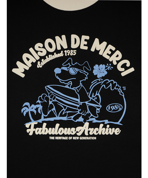 FABULOUS ARCHIVE(ファビュラスアーカイブ)の「ユニセックス オーバーサイズ パピーサーフィン リンガー 半袖Tシャツ ブラック(FCE2TS401M)(Tシャツ/カットソー・レディース・ブラック・SMALL/LARGE/MEDIUM)」の4枚目の写真