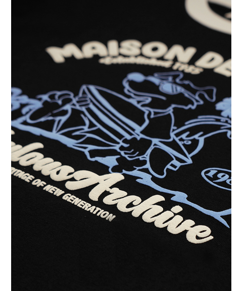 FABULOUS ARCHIVE(ファビュラスアーカイブ)の「ユニセックス オーバーサイズ パピーサーフィン リンガー 半袖Tシャツ ブラック(FCE2TS401M)(Tシャツ/カットソー・レディース・ブラック・SMALL/LARGE/MEDIUM)」の5枚目の写真