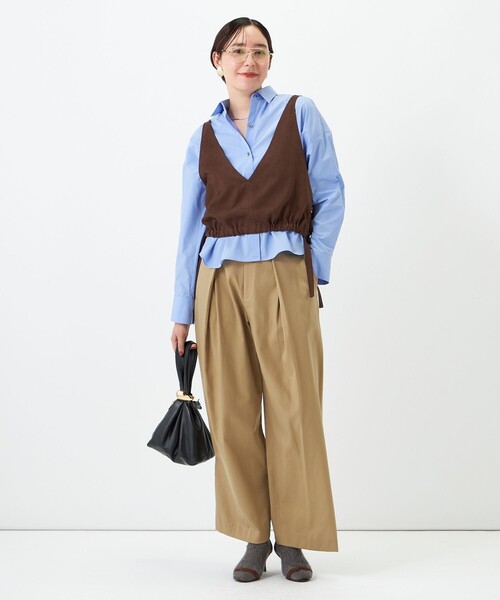 NOLLEY’S(ノーリーズ)の「《UVカット/防シワ》ウォッシャブルスエードライク2WAYビスチェ(ベスト・レディース・ベージュ/ダークブラウン・FREE)」の8枚目の写真