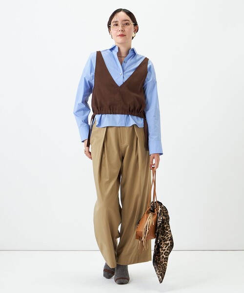 NOLLEY’S(ノーリーズ)の「《UVカット/防シワ》ウォッシャブルスエードライク2WAYビスチェ(ベスト・レディース・ベージュ/ダークブラウン・FREE)」の14枚目の写真