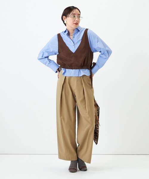 NOLLEY’S(ノーリーズ)の「《UVカット/防シワ》ウォッシャブルスエードライク2WAYビスチェ(ベスト・レディース・ベージュ/ダークブラウン・FREE)」の20枚目の写真