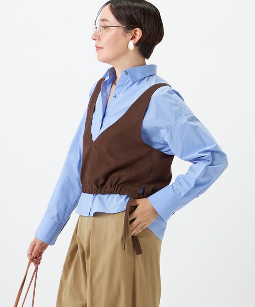 NOLLEY’S(ノーリーズ)の「《UVカット/防シワ》ウォッシャブルスエードライク2WAYビスチェ(ベスト・レディース・ベージュ/ダークブラウン・FREE)」の22枚目の写真