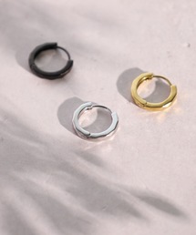 EVERMETAL 日本製 サージカルステンレス 316L 金属アレルギー対応 フープ ピアス ダイヤカット 男女兼用