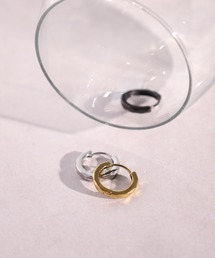 EVERMETAL 日本製 サージカルステンレス 316L 金属アレルギー対応 フープ ピアス ダイヤカット 男女兼用