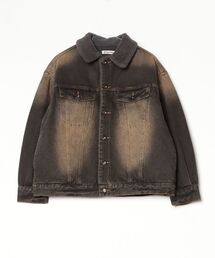 circle denim boa blouson