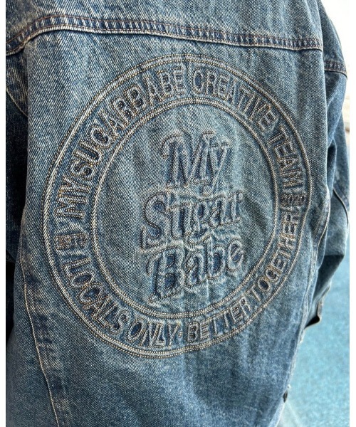 My sugar Babe（マイシュガーベイブ）の「circle denim boa blouson（ブルゾン・メンズ・ブラック/ブルー系・MEDIUM/LARGE）」の7枚目の写真