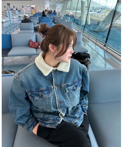 My sugar Babe（マイシュガーベイブ）の「circle denim boa blouson（ブルゾン・メンズ・ブラック/ブルー系・MEDIUM/LARGE）」の6枚目の写真
