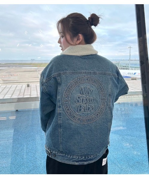 My sugar Babe（マイシュガーベイブ）の「circle denim boa blouson（ブルゾン・メンズ・ブラック/ブルー系・MEDIUM/LARGE）」の8枚目の写真