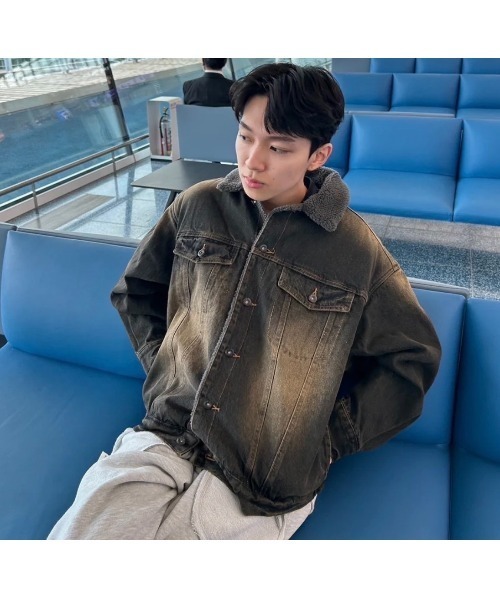 My sugar Babe（マイシュガーベイブ）の「circle denim boa blouson（ブルゾン・メンズ・ブラック/ブルー系・MEDIUM/LARGE）」の9枚目の写真