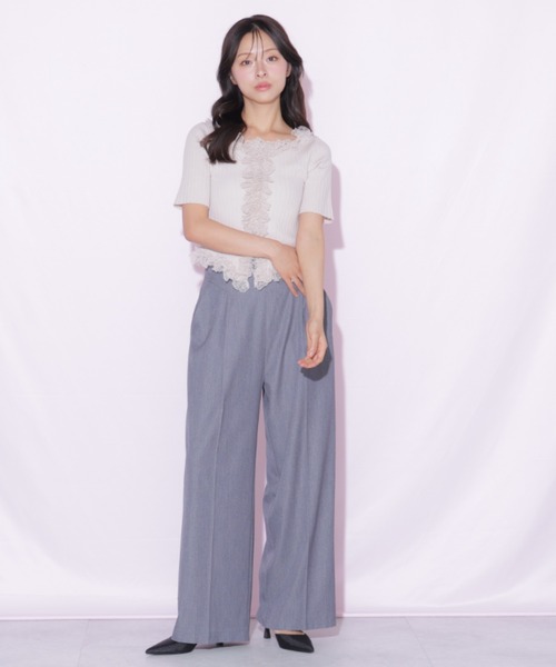 JILL by JILL STUART(ジルバイジルスチュアート)の「レーストリムニット(ニット/セーター・レディース・ピンク/ブルー/ブラック・FREE)」の17枚目の写真