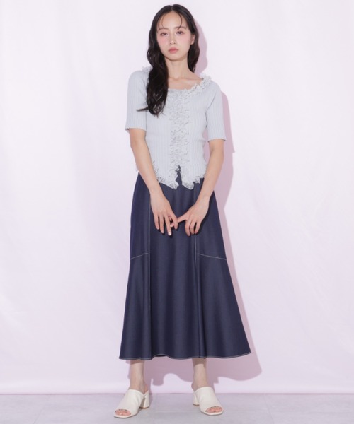 JILL by JILL STUART(ジルバイジルスチュアート)の「レーストリムニット(ニット/セーター・レディース・ピンク/ブルー/ブラック・FREE)」の6枚目の写真