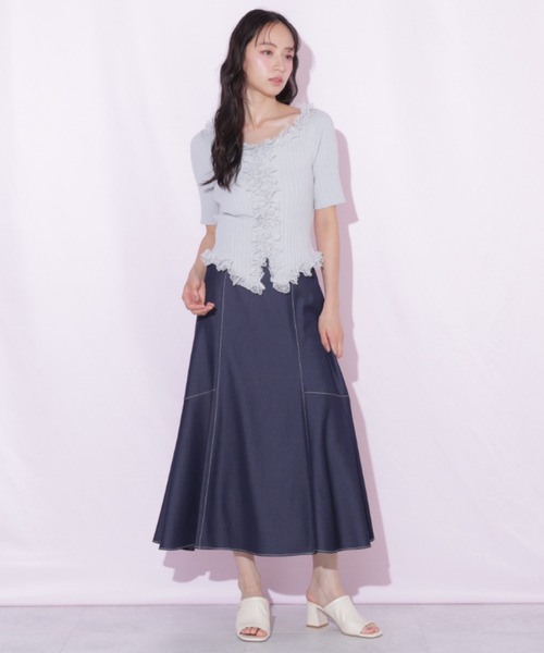 JILL by JILL STUART(ジルバイジルスチュアート)の「レーストリムニット(ニット/セーター・レディース・ピンク/ブルー/ブラック・FREE)」の5枚目の写真