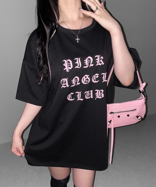 me+em select(ミームセレクト)の「【 PINK ANGEL CLUB 】グランジロゴビッグTシャツ / PINK ANGEL CLUB grunge logo big T-shirts(Tシャツ/カットソー・レディース・ブラック/ホワイト・FREE)」の13枚目の写真