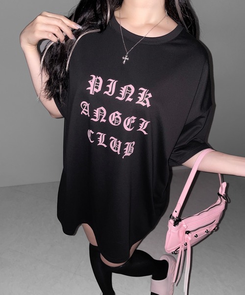 me+em select(ミームセレクト)の「【 PINK ANGEL CLUB 】グランジロゴビッグTシャツ / PINK ANGEL CLUB grunge logo big T-shirts(Tシャツ/カットソー・レディース・ブラック/ホワイト・FREE)」の15枚目の写真