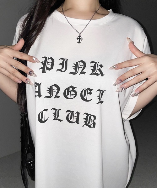 me+em select(ミームセレクト)の「【 PINK ANGEL CLUB 】グランジロゴビッグTシャツ / PINK ANGEL CLUB grunge logo big T-shirts(Tシャツ/カットソー・レディース・ブラック/ホワイト・FREE)」の19枚目の写真