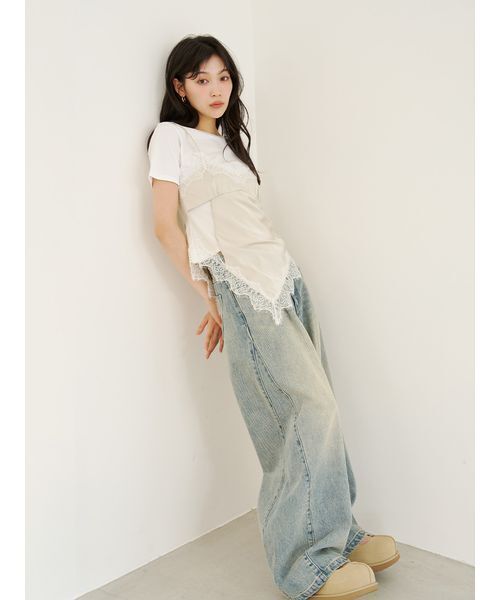 LILY BROWN(リリーブラウン)の「タックワイドクラシックデニムパンツ(デニムパンツ・レディース・ブルー/インディゴブルー/その他・1/0)」の9枚目の写真