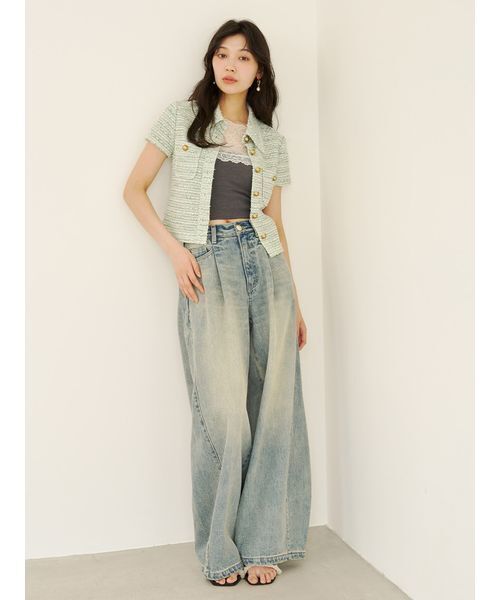 LILY BROWN(リリーブラウン)の「タックワイドクラシックデニムパンツ(デニムパンツ・レディース・ブルー/インディゴブルー/その他・1/0)」の11枚目の写真