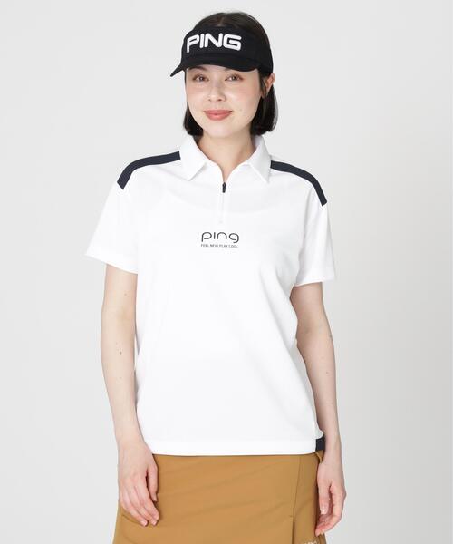PING(ピン)の「【PING APPAREL】オクタピンメッシュ半袖ハーフジップシャツ (LADIES)(ポロシャツ・レディース・ベージュ/ネイビー/ホワイト・L/LL/M/S)」の7枚目の写真