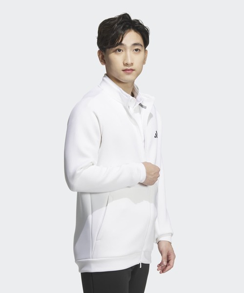 adidas（アディダス）の「ダンボールニット バックロゴ 付き フルジップジャケット【adidas Golf/アディダスゴルフ】（ブルゾン・メンズ・ホワイト・SMALL/MEDIUM/LARGE/X-LARGE/XX-LARGE）」の5枚目の写真
