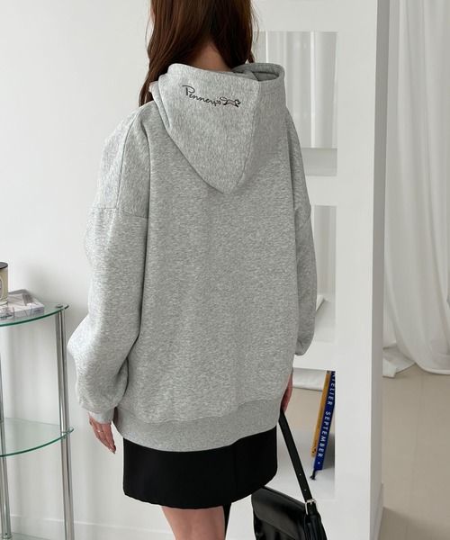 連帽刺繡加絨上衣