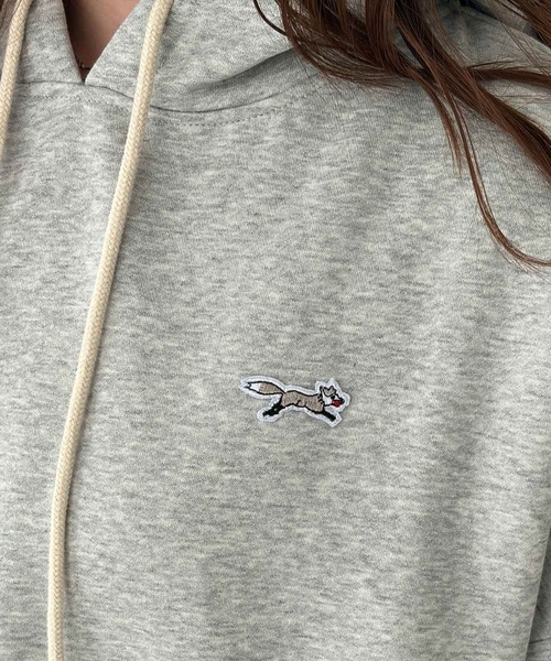 連帽刺繡加絨上衣