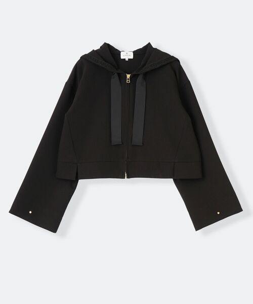 LANVIN en Bleu（ランバンオンブルー）の「ロゴレーステープフーディー（Tシャツ/カットソー・レディース・ブラック/カーキ/オフホワイト・38）」の3枚目の写真