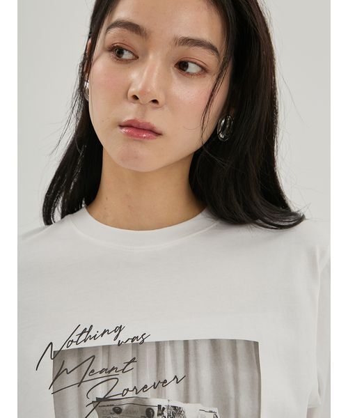 Mila Owen(ミラオーウェン)の「フォトプリントTシャツ(Tシャツ/カットソー・レディース・クリーム/チャコールグレー/ホワイト・F)」の8枚目の写真
