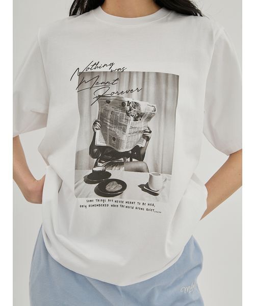 Mila Owen(ミラオーウェン)の「フォトプリントTシャツ(Tシャツ/カットソー・レディース・クリーム/チャコールグレー/ホワイト・F)」の9枚目の写真