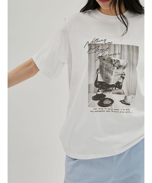 Mila Owen(ミラオーウェン)の「フォトプリントTシャツ(Tシャツ/カットソー・レディース・クリーム/チャコールグレー/ホワイト・F)」の10枚目の写真