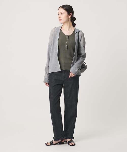 BEAUTY&YOUTH UNITED ARROWS（ビューティーアンドユースユナイテッドアローズ）の「ヘンリーネック リブニット タンクトップ ウォッシャブル（ニット/セーター・レディース・ベージュ/オリーブ/ダークグレー・FREE）」の8枚目の写真