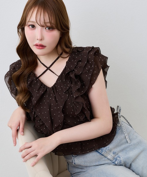 one after another NICE CLAUP(ワンアフターアナザーナイスクラップ)の「ホルターネックフリルブラウス(シャツ/ブラウス・レディース・ピンク/ホワイト系その他/ブラック系その他/ブラウン系その他・FREE)」の1枚目の写真