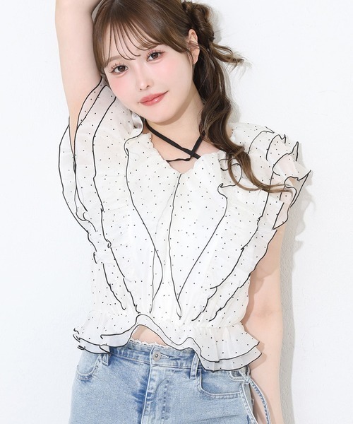 one after another NICE CLAUP(ワンアフターアナザーナイスクラップ)の「ホルターネックフリルブラウス(シャツ/ブラウス・レディース・ピンク/ホワイト系その他/ブラック系その他/ブラウン系その他・FREE)」の9枚目の写真