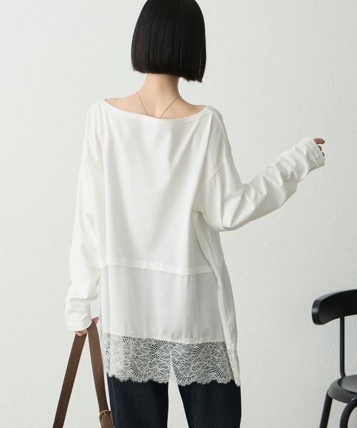 Aunely(オーネリー)の「【Aunely】洗練アソートレイヤードプルオーバー<YOSOOIシリーズ>(Tシャツ/カットソー・レディース・オフホワイト/ブラウン/チャコール/ホワイト系/グレイッシュベージュ/ブラック系/ブラック・L/M)」の18枚目の写真