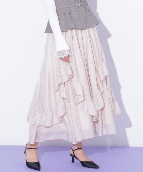 JILL by JILL STUART(ジルバイジルスチュアート)の「イレヘムフリルスカート(スカート・レディース・ブルー/ベージュ/ホワイト・FREE)」の3枚目の写真