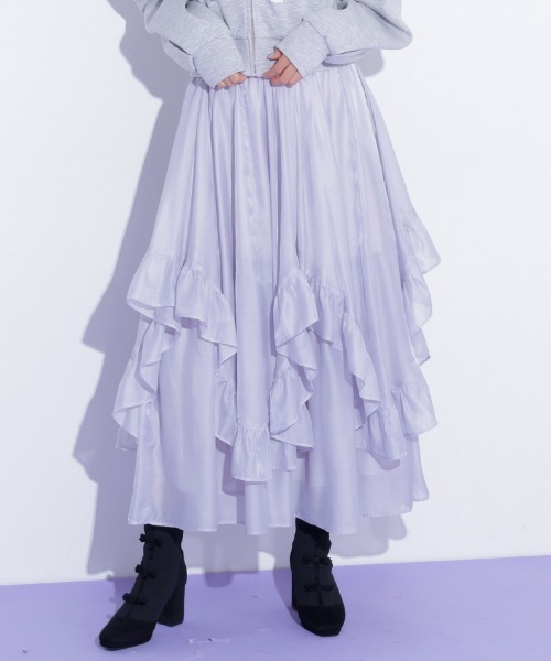 JILL by JILL STUART(ジルバイジルスチュアート)の「イレヘムフリルスカート(スカート・レディース・ブルー/ベージュ/ホワイト・FREE)」の1枚目の写真