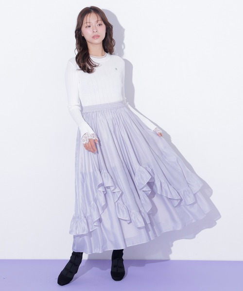 JILL by JILL STUART(ジルバイジルスチュアート)の「イレヘムフリルスカート(スカート・レディース・ブルー/ベージュ/ホワイト・FREE)」の12枚目の写真
