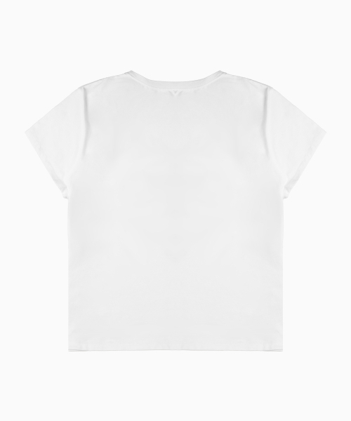 MOON FAIRY（ムーンフェアリー）の「SERIF レディース クロップ半袖Tシャツ [ホワイト]（Tシャツ/カットソー・レディース・その他・FREE）」の2枚目の写真