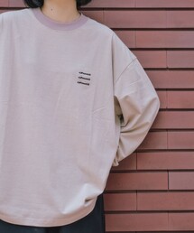 【SHIPS any別注】ohwell: ワンポイント ロゴ 刺繍 ミジンボーダー Tシャツ(ロンT)◇