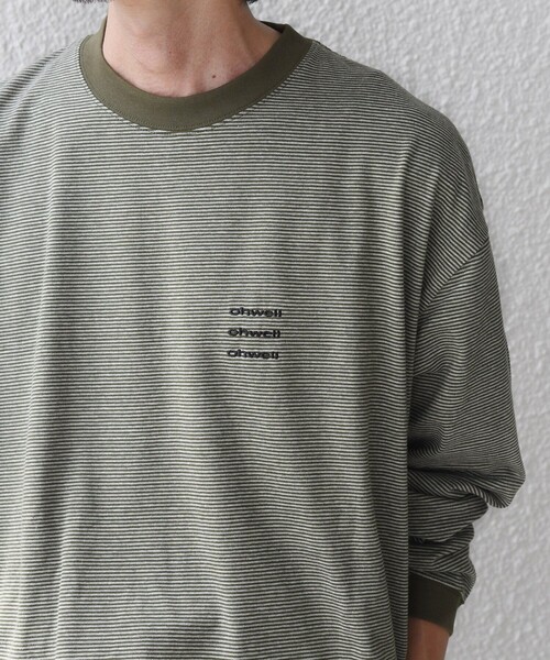 SHIPS any(シップス エニィ)の「【SHIPS any別注】ohwell: ワンポイント ロゴ 刺繍 ミジンボーダー Tシャツ(ロンT)◇(Tシャツ/カットソー・メンズ・オリーブ/グレー/コーラル・MEDIUM/LARGE)」の14枚目の写真