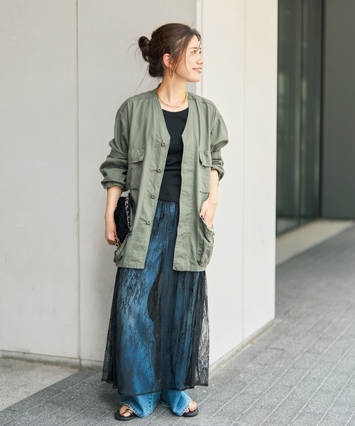 Spick & Span(スピックアンドスパン)の「《WEB限定》ROTHCO / ロスコ ミリタリーノーカラージャケット(ミリタリージャケット・レディース・カーキ/ブラック・MEDIUM)」の3枚目の写真