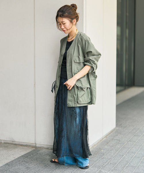 Spick & Span(スピックアンドスパン)の「《WEB限定》ROTHCO / ロスコ ミリタリーノーカラージャケット(ミリタリージャケット・レディース・カーキ/ブラック・MEDIUM)」の4枚目の写真