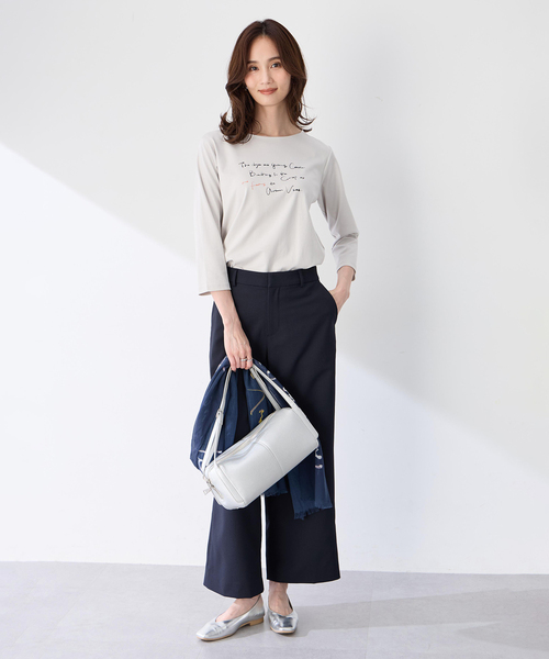 A/C DESIGN BY ALPHA CUBIC(エーシーデザインバイアルファキュービック)の「【藤井桜子さんコラボ】メッセージプリント7分袖Tシャツ(Tシャツ/カットソー・レディース・ネイビー/ライトグレー・M/L/LL/3L)」の10枚目の写真